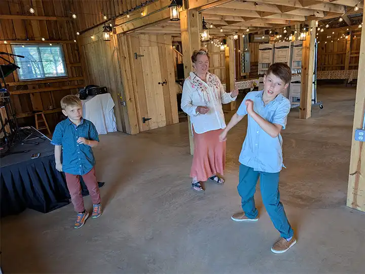 event celebration of life Geoffrey C Morell dancing in barn