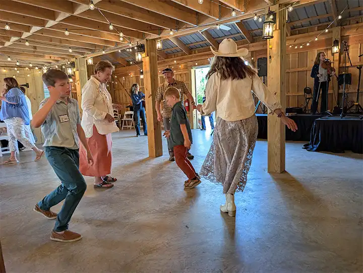 event celebration of life Geoffrey C Morell dancing in barn
